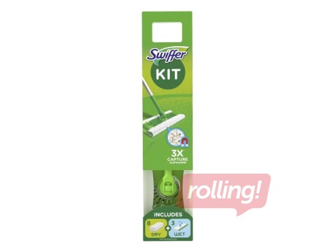 Grīdas slota, Starter paka + 8 sausās rezerves + 3 mitrās rezerves, Swiffer