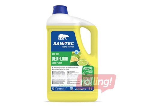 Universāls tīrīšanas līdzeklis ar smaku neitralizētāju Sanitec Deo Floor Lemon, 5L