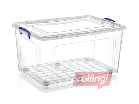 Uzglabāšanas kaste uz riteņiem ar vāku, 69 x 47 x h 35 cm , 80 l