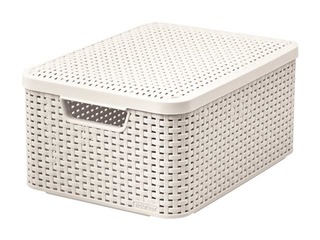 Kaste ar vāku Style M, 39,3x29,3x18,7 cm, krēmkrāsā