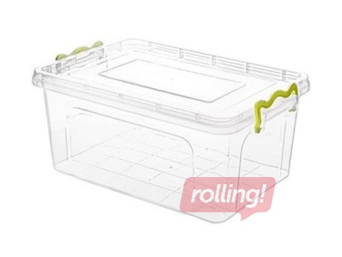 Kaste ar vāku un rokturiem, 1,5l, 20,9x14xh10,3cm, caurspīdīga