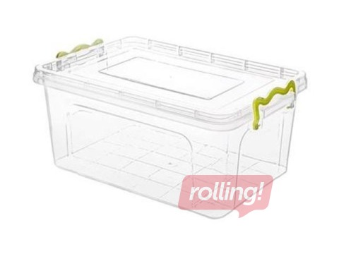 Kaste ar vāku un rokturiem, 3l, 25,6x16,7xh12,2cm, caurspīdīga