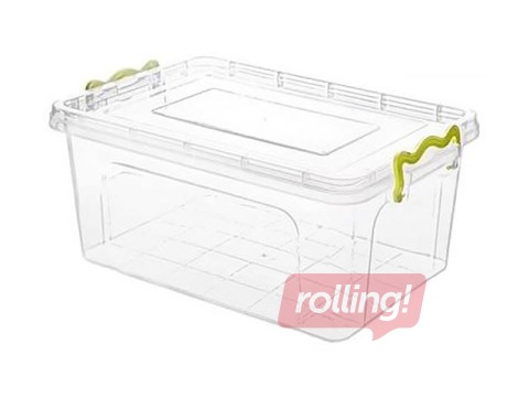 Kaste ar vāku un rokturiem, 5l, 31x19,7xh14,1cm, caurspīdīga