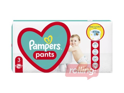 Autiņbiksītes Pampers Maxi Pack 3 (6-11 kg) biksītes, 56 gab.