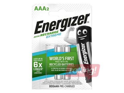 Lādējamās beterijas Energizer Extreme, 800 mAh, 1.2V, AAA, 2 gab.