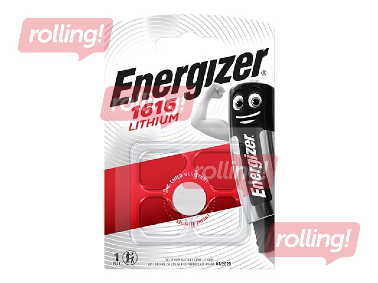 Baterija Energizer Lithium, tablešu tipa, CR 1616, 1 gab. 