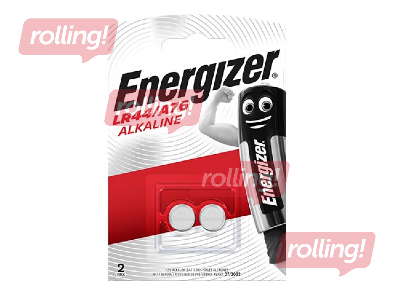 Baterijas Energizer tablešu tipa, LR44, 1.5V alkaline, 2 gab.