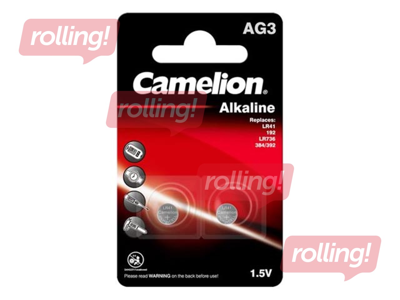 Baterijas Camelion, tablešu tipa, LR41, 1.5V Alkaline, 2 gab.