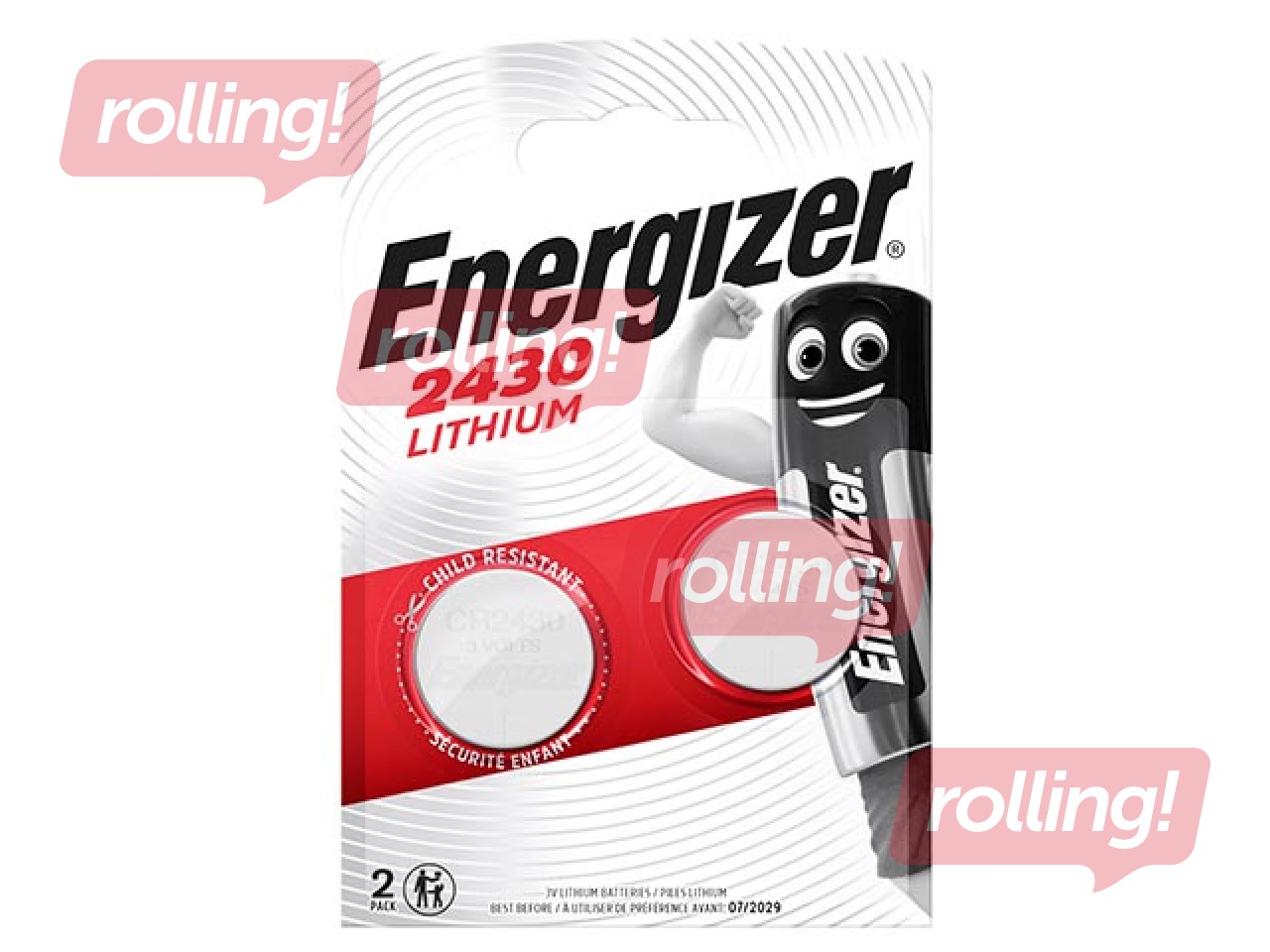 Baterijas Energizer, tablešu tipa, CR2430, 2 gab. 