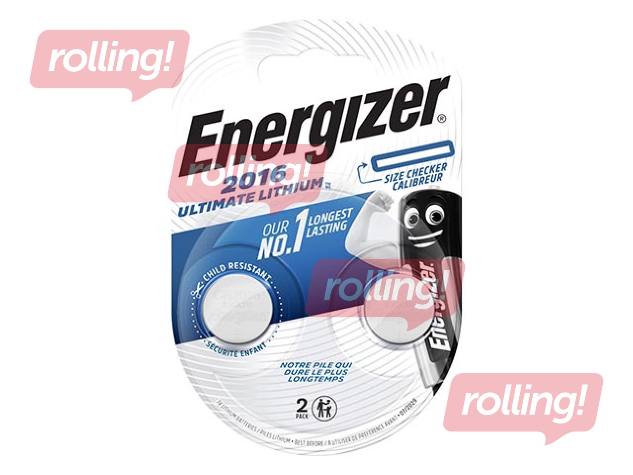 Baterijas Energizer Ultimate Lithium, tablešu tipa, CR 2016, 2 gab. 