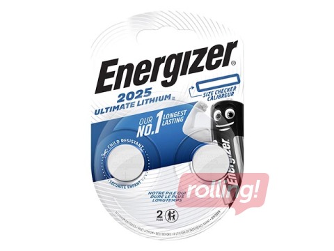 Baterijas Energizer Ultimate Lithium, tablešu tipa, CR 2025, 2 gab. 