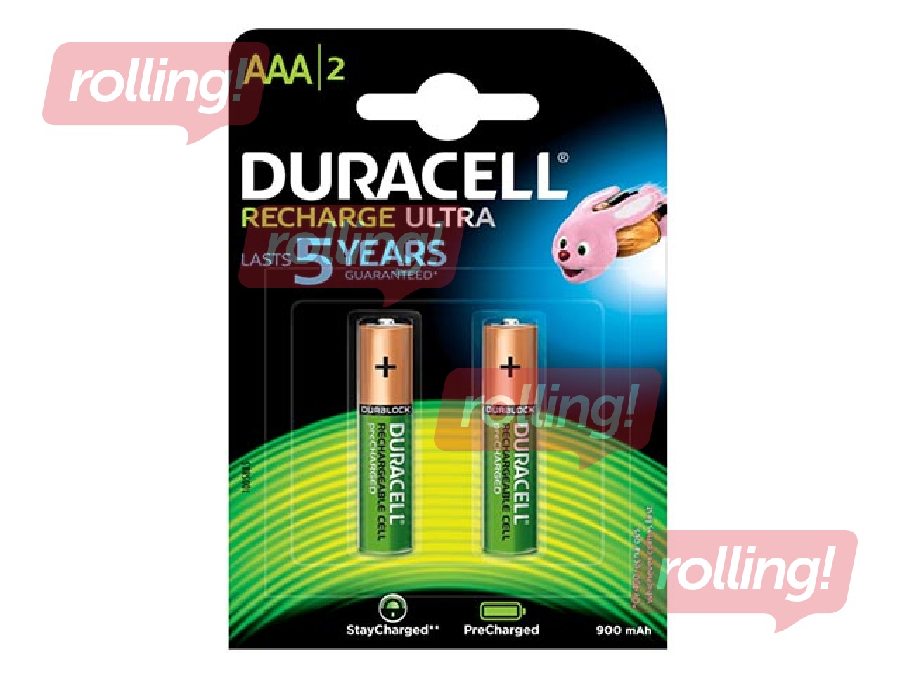 Lādējamās baterijas Duracell, HR03, 900 mAh, AAA, 2 gab.