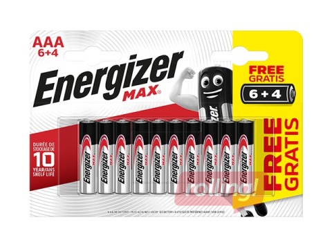 Baterijas Energizer MAX Alkaline, AAA B6+4, 1.5V, 10 gab.