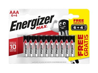 Baterijas Energizer MAX Alkaline, AAA B6+4, 1.5V, 10 gab.