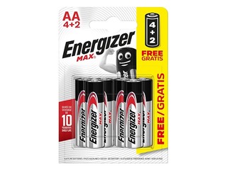 Baterijas Energizer MAX Alkaline, AA B4+2, 1.5V, 6 gab
