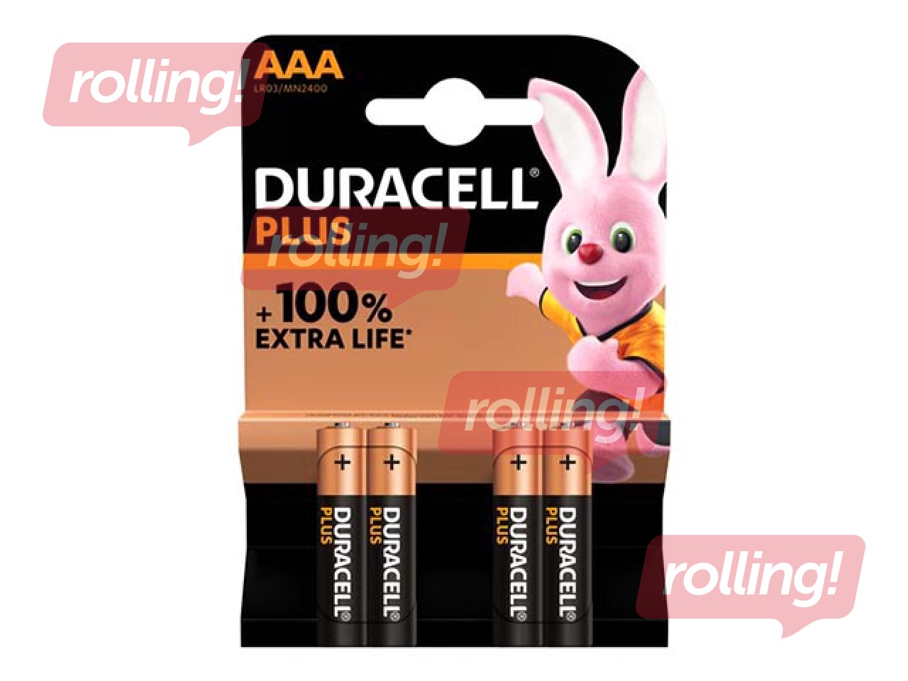 Baterijas Duracell Plus Alkaline, AAA, 1.5V, 4 gab.