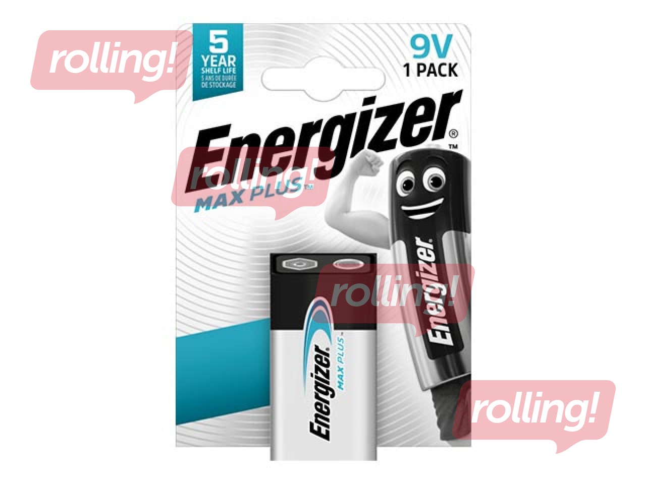 Baterija Energizer Max Plus, B1, 9V, 1 gab.