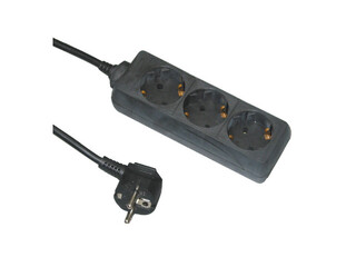 Pagarinātājs 3-vietīgs 1.5m ar zemējumu, melns