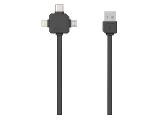 ALLOCACOC USB cable 3-in-1 USB-C / Micro-USB / Lightning, Grey