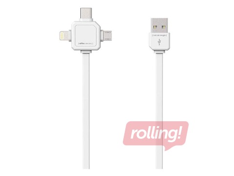 ALLOCACOC USB cable 3-in-1 USB-C / Micro-USB / Lightning, White