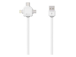 ALLOCACOC USB cable 3-in-1 USB-C / Micro-USB / Lightning, White