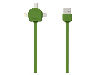 ALLOCACOC USB cable 3-in-1 USB-C / Micro-USB / Lightning, Green
