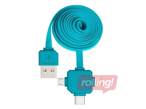 ALLOCACOC USB cable 3-in-1 USB-C / Micro-USB / Lightning, Blue