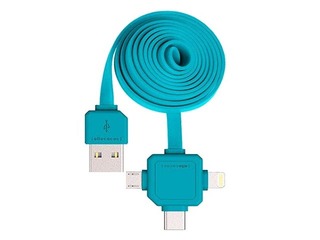ALLOCACOC USB cable 3-in-1 USB-C / Micro-USB / Lightning, Blue