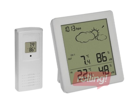 Higrometrs-termometrs, balta, 105x94x20mm