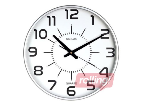 Sienas pulkstenis Unilux Maxi Pop silent, sudraba rāmis 37.5 cm