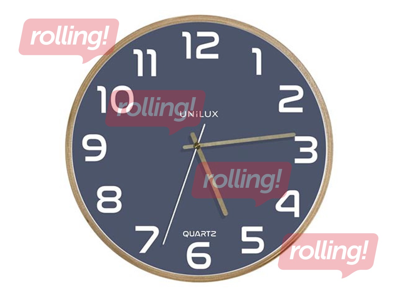 Sienas pulkstenis Unilux Baltic, koka rāmis, zilie 31.5 cm