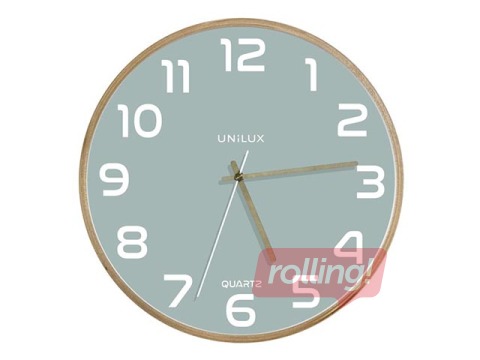 Sienas pulkstenis Unilux Baltic, koka rāmis, zaļie 31.5 cm
