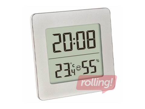 Termometrs-higrometrs ar pulksteni un modinātāju, TFA