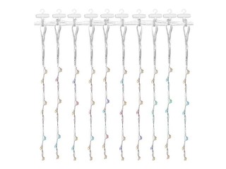 Elektriskā lampiņu virtene, gaismas aizkars, 300 LED, krāsaina, 3x3m