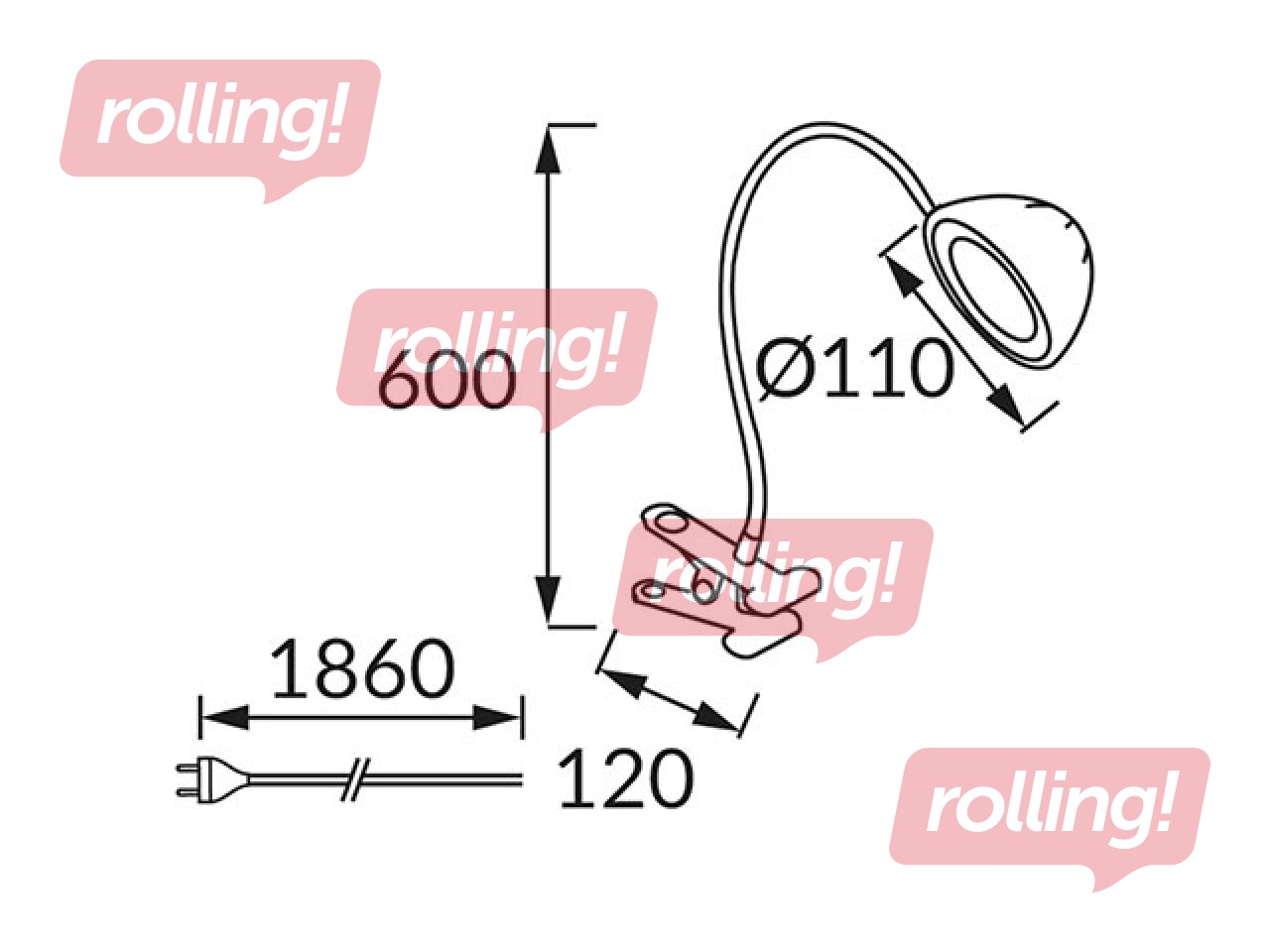 Galda lampa RONI, LED, 4W, melna