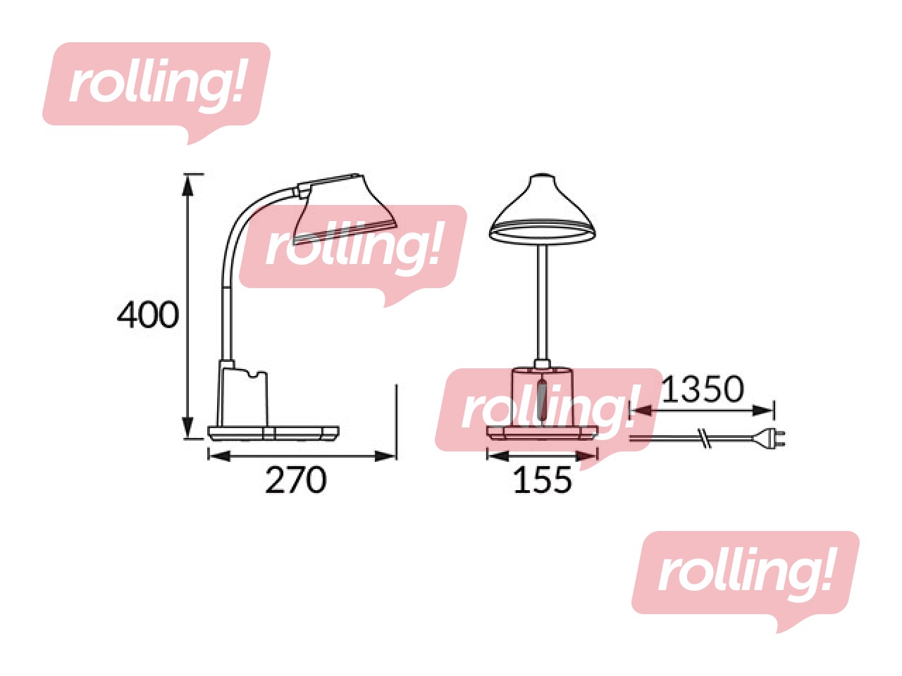 Galda lampa DERBA, LED, 7W, balta