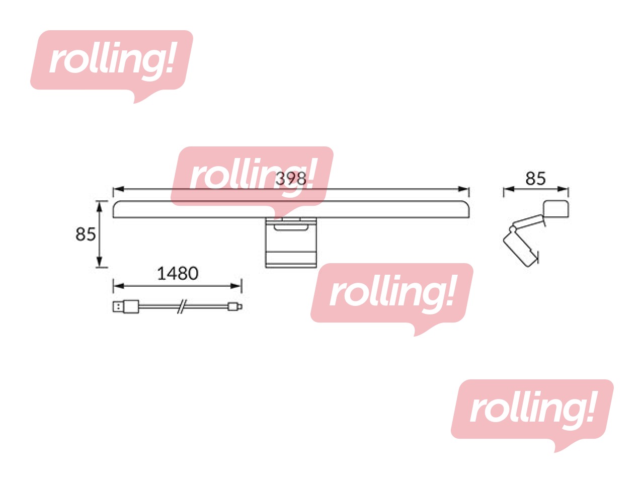 Galda lampa MONITOR, LED, 5W, melna