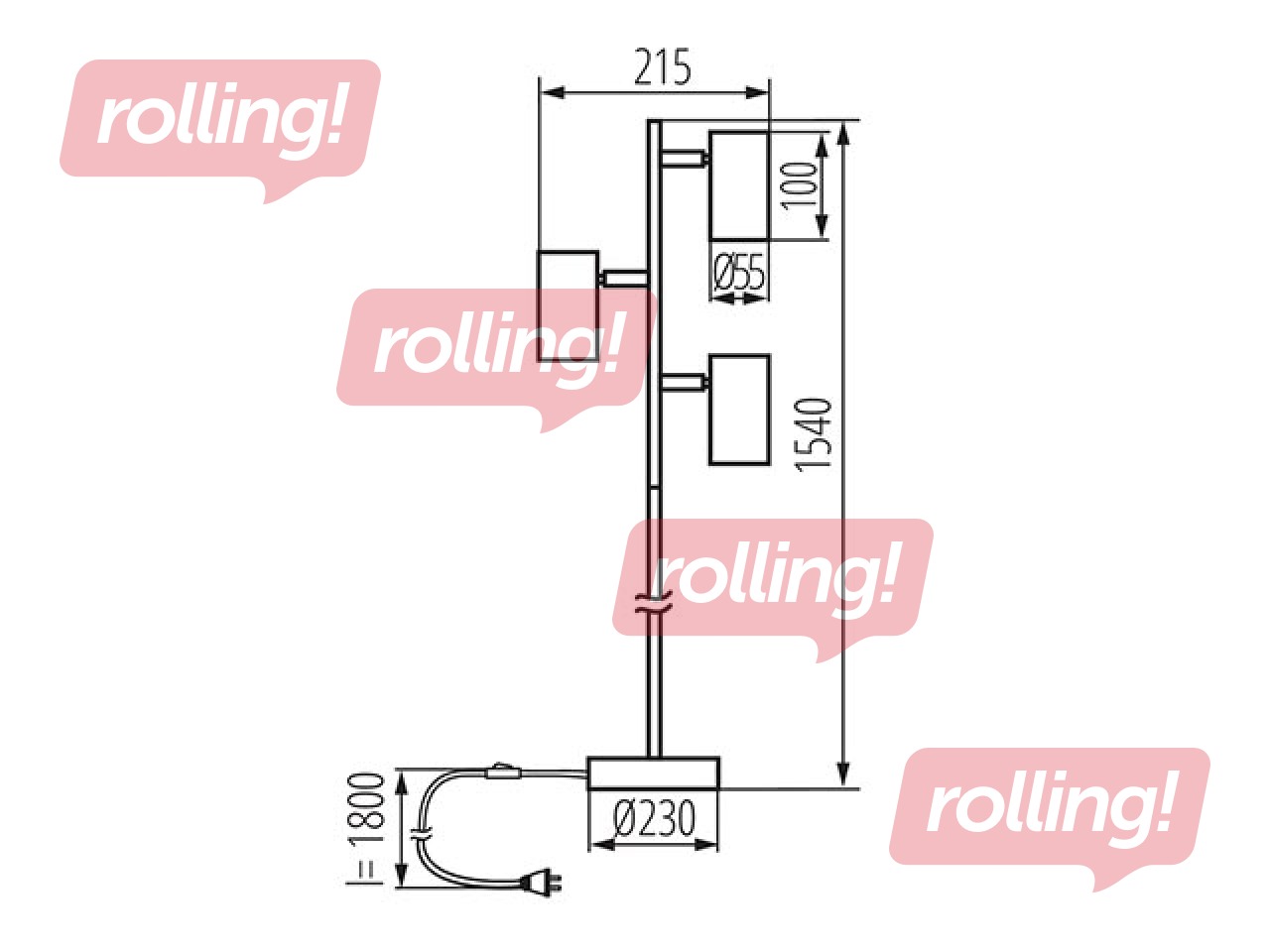 Stāvlampa EVALO FL, 3xGU10, 10W, melna