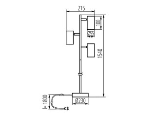 Stāvlampa EVALO FL, 3xGU10, 10W, melna