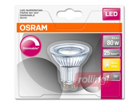 LED Spuldze Osram SuperStar PAR16, Aptumšošana, 8W, 2700K, GU10