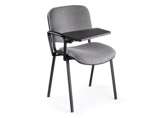 Konferenču krēsls Iso ar papildgaldu, auduma, pelēks