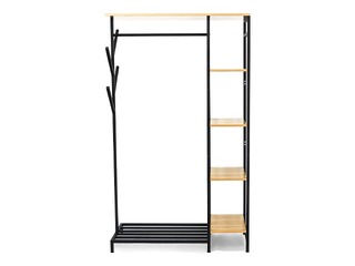 Drēbju pakaramais statīvs Domoletti Jolanta, melns/koka, 170cm