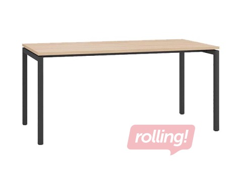 Biroja galds ar metāla rāmi un U kājām, 160 cm, dzintara ozola tonī , metāla kājas