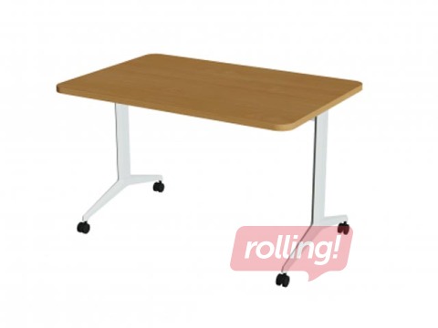 Konferenču galds ar nolokāmu virsmu ALMA, R60, ar riteņiem, dižskābardis/pelēks, 120x80cm