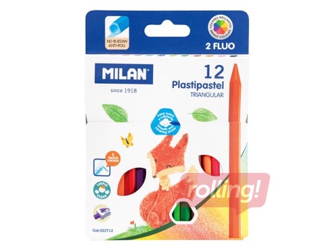 Vaska krītiņi Milan Plastipastel, 12 krāsas