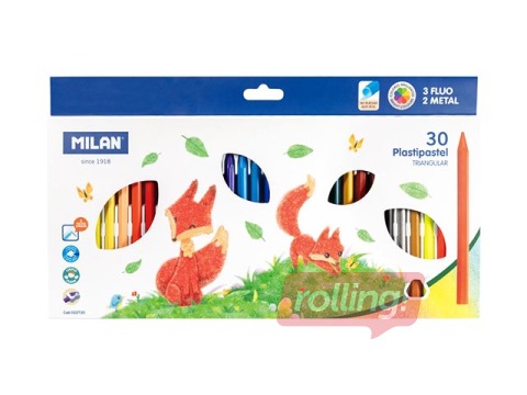 Vaska krītiņi Milan Plastipastel, 30 krāsas