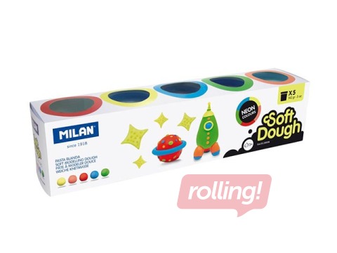 Plastilīna - modelēšanas masas komplekts Milan, 5 neona krāsas