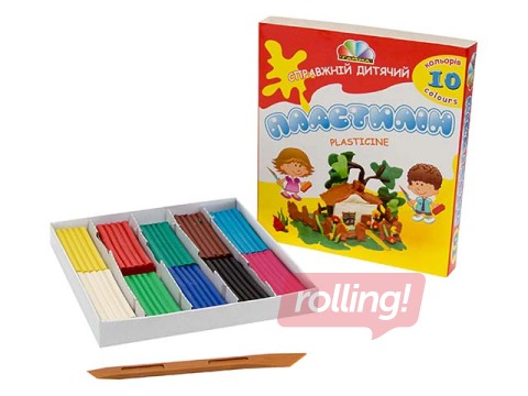 Plastilīns Gamma ar nazīti, 10 krāsas