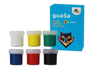 Guaša krāsas, 20 ml, 6 krāsas
