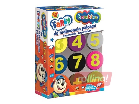 Pirkstiņkrāsas ar zīmodziņiem Bambino, 15ml, 12 krāsas